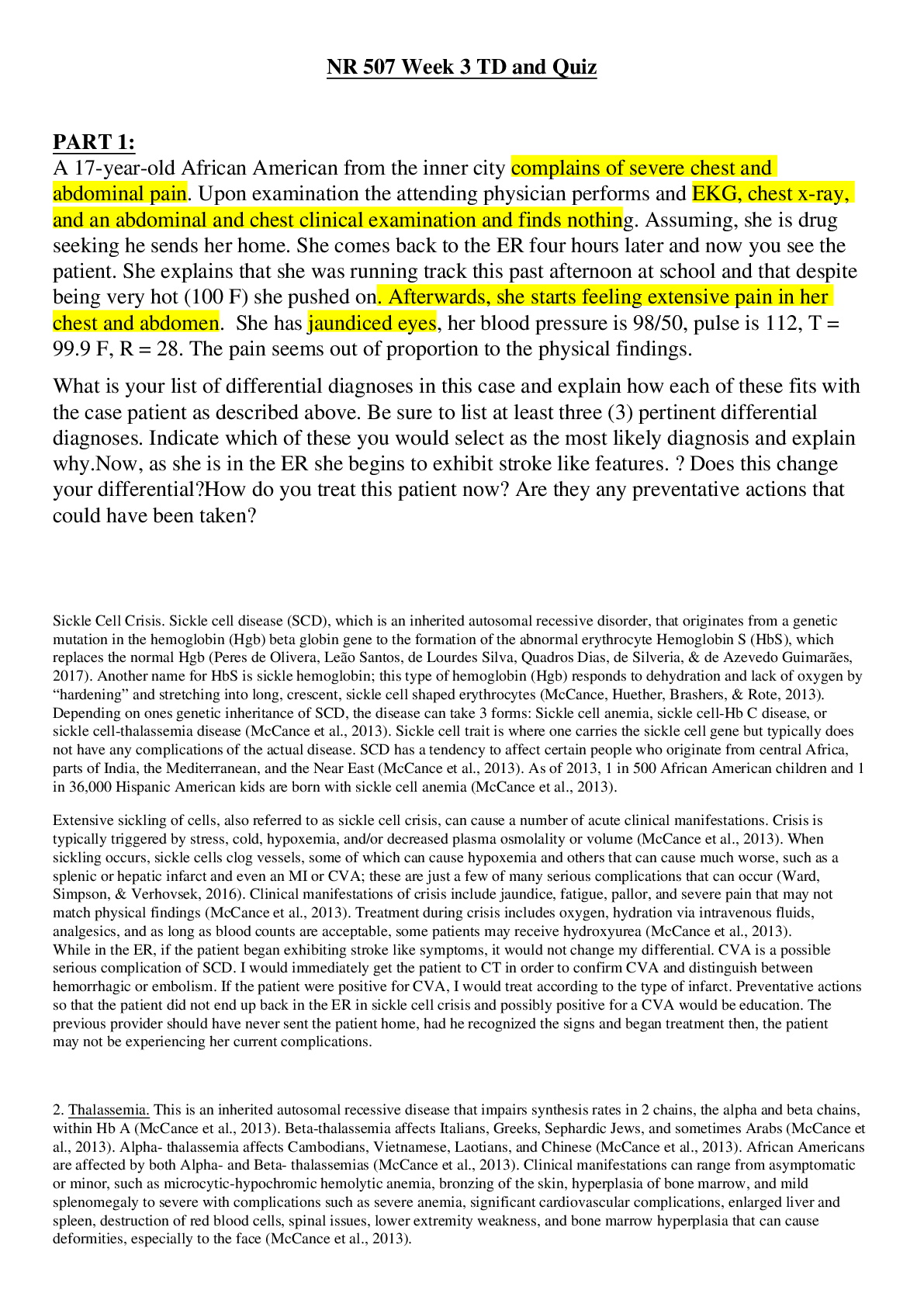 Preview image for Chamberlain NR 507 Week 3 TD and Quiz